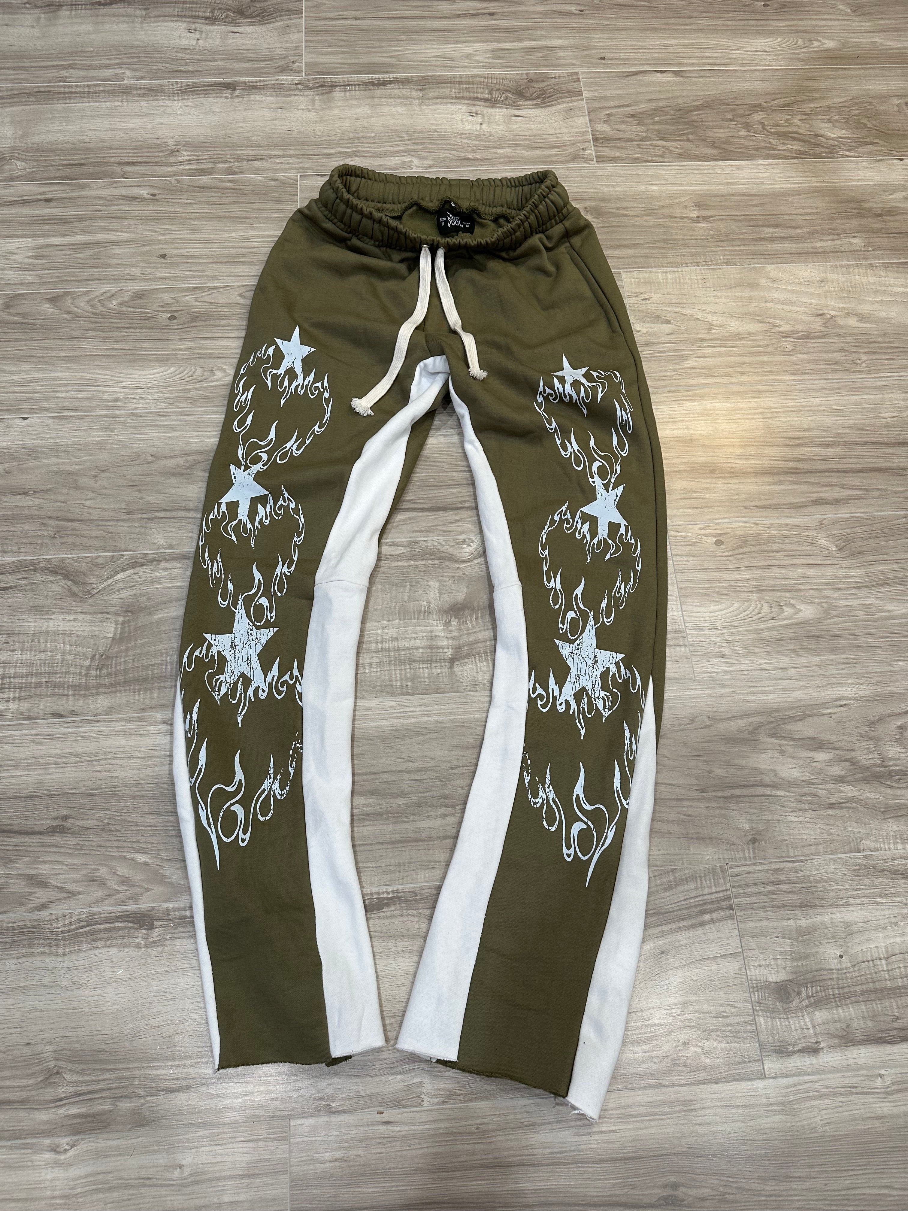 OLIVE GREEN FLARED SWEATS