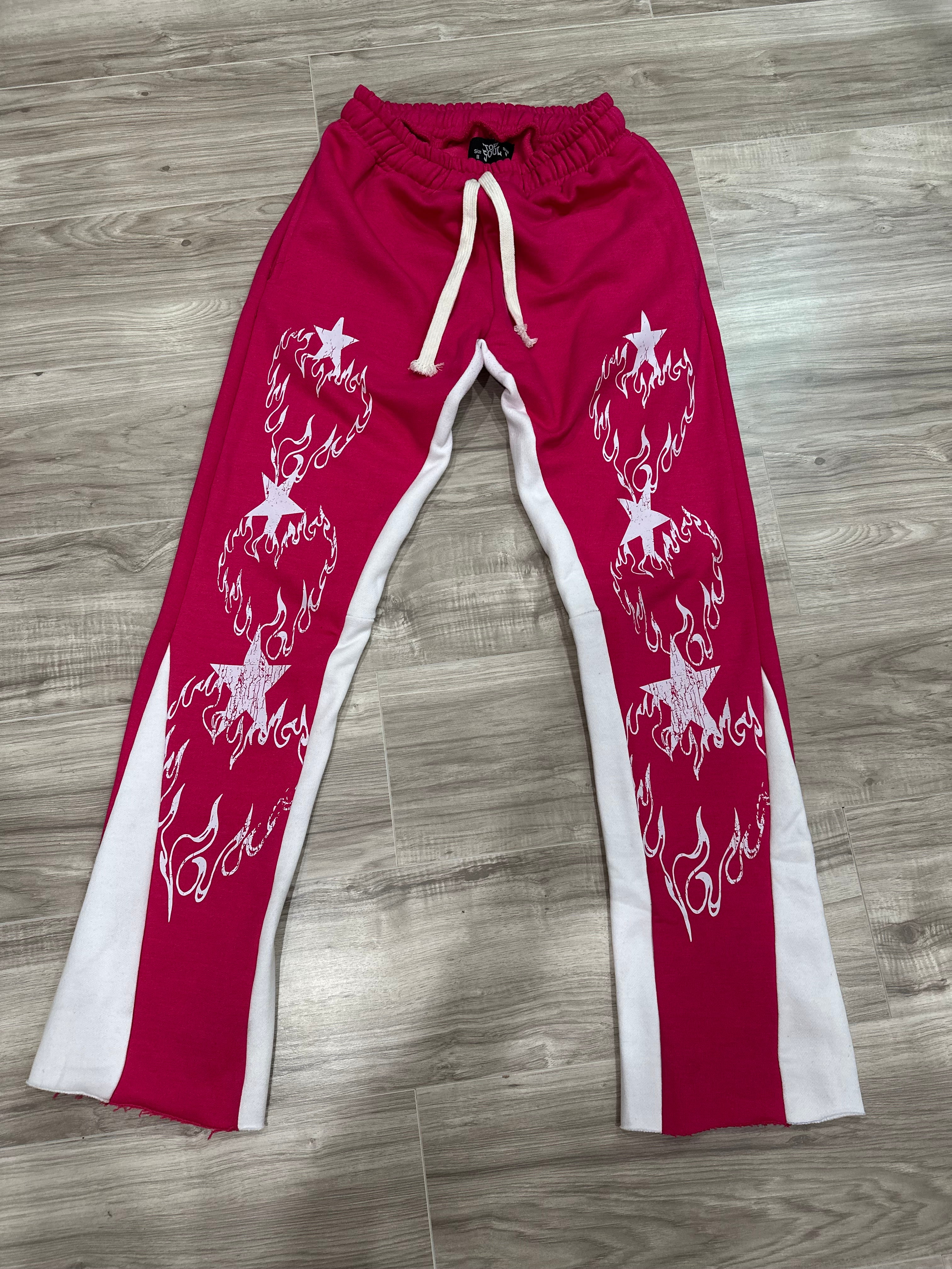 HOT PINK FLARED SWEATS